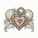 heart locket charm opened tattoo design idea