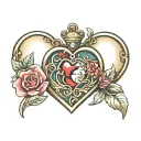 heart locket charm opened tattoo design idea