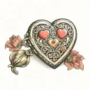 heart locket charm opened tattoo design idea