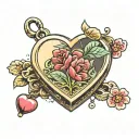 heart locket charm opened tattoo design idea