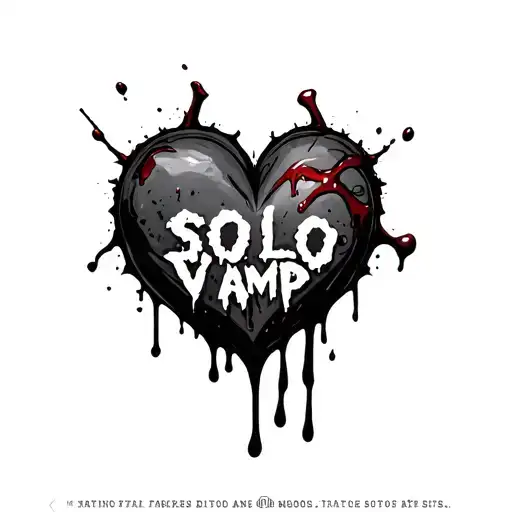 "SOLO VAMP" Broken heart with blood dripping tattoo design idea