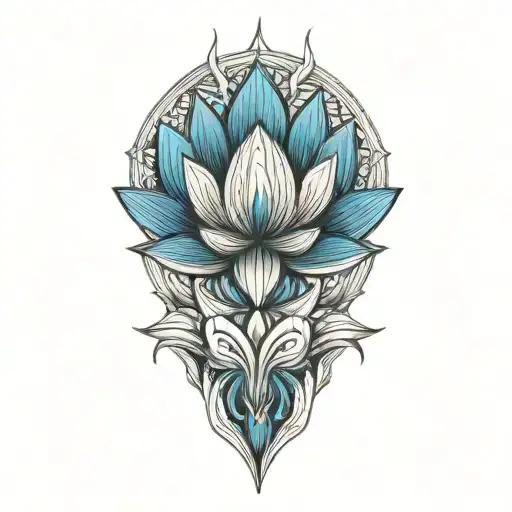 lotus blue tattoo design idea
