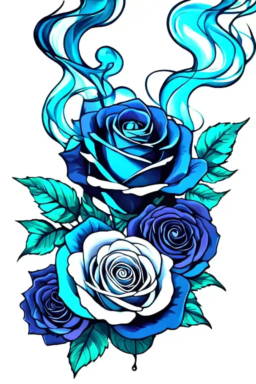 smoke and roses wrapped tattoo design idea