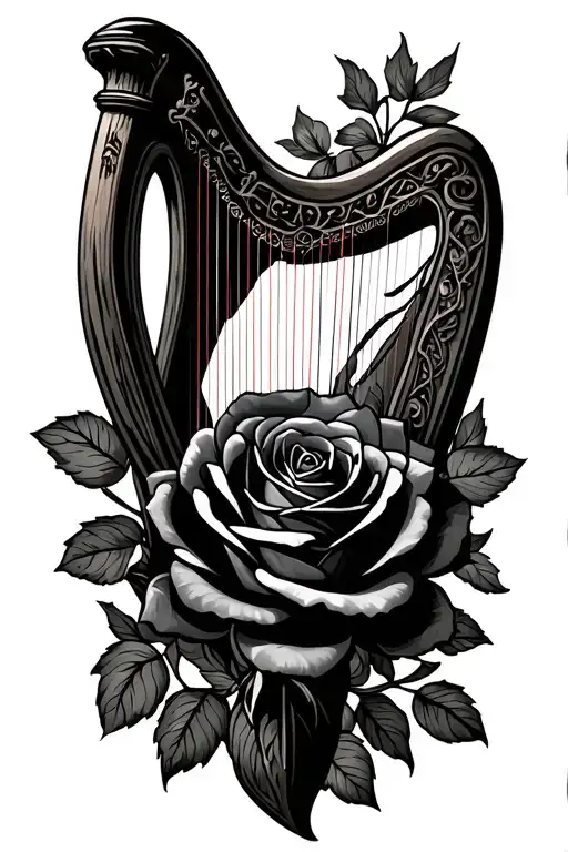 Rip Mom Irish harp black rose tattoo design idea