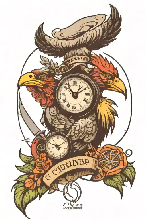 chef tattoo, clock, condor and ecuador  tattoo design idea