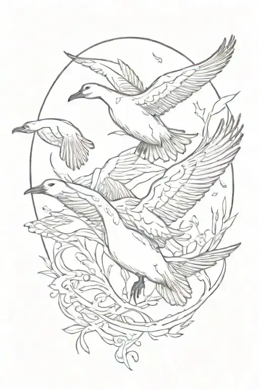flying geese tattoo design idea