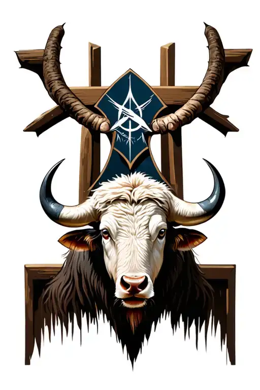 mariners cross and a white buffalo tattoo design idea