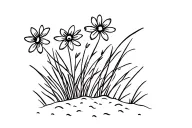 flowers and grass on the sand tattoo design idea