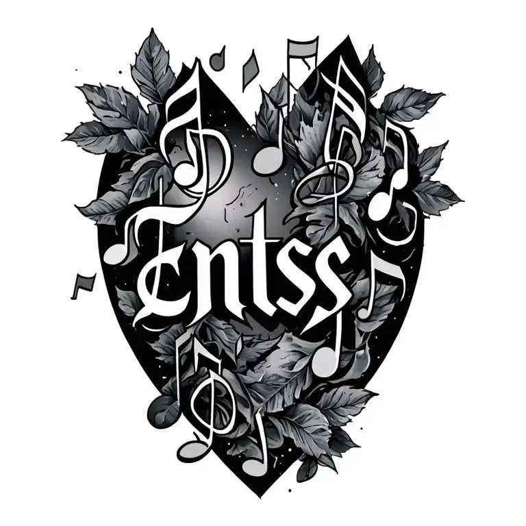 "Entse" "Entse" musical notes floating tattoo design idea