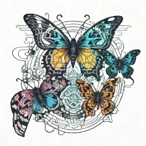 3 butterfly flying tattoo design idea