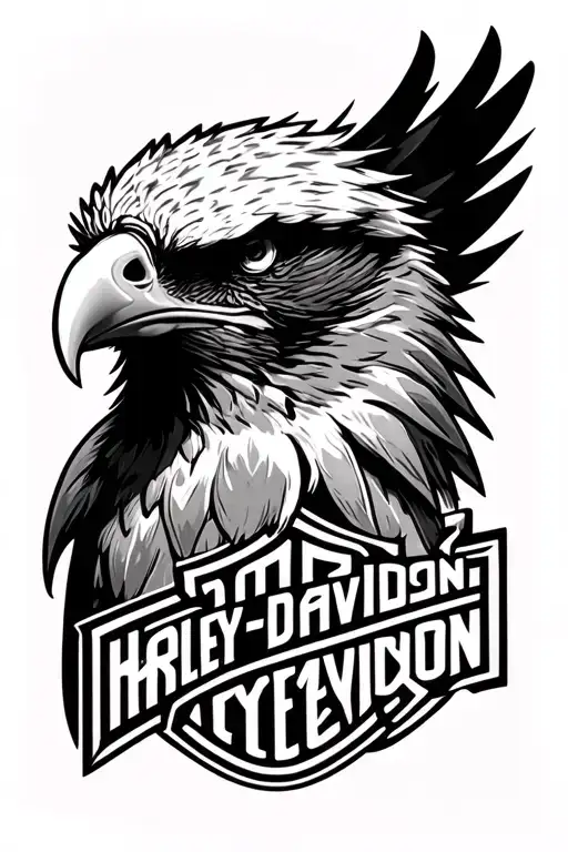 eagle head harley-davidson tattoo design idea