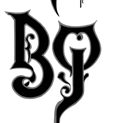 A B G J Y letters forming tattoo design idea