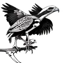 hawk pinning down small bird skeleton tattoo design idea
