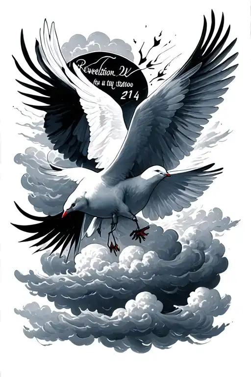 cloud and doves. have Revelation 21:4 on it  tattoo design idea