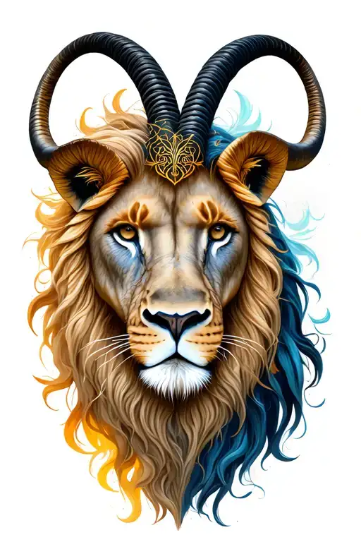 capricorn and leo signs combined tattoo design idea