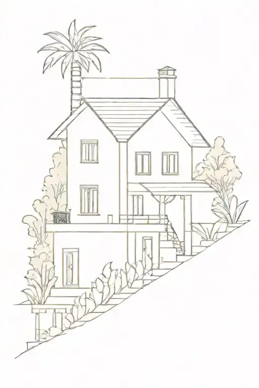 traditional lebanese house tattoo design idea