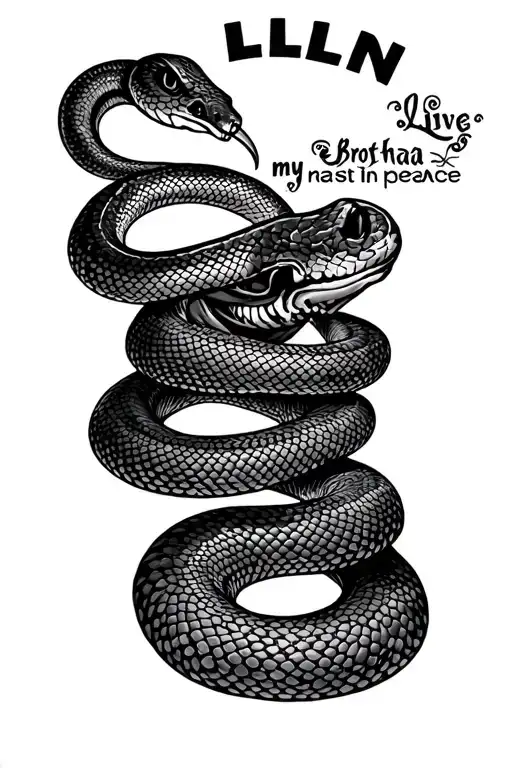 LLN on a long snake with the words long live my brotha nate rest in peace  tattoo design idea
