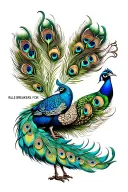 peacock, with the words rule breakers for life entertwined in the feathers tattoo design idea