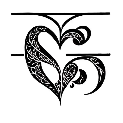 a G with a heart and an eight tattoo design idea