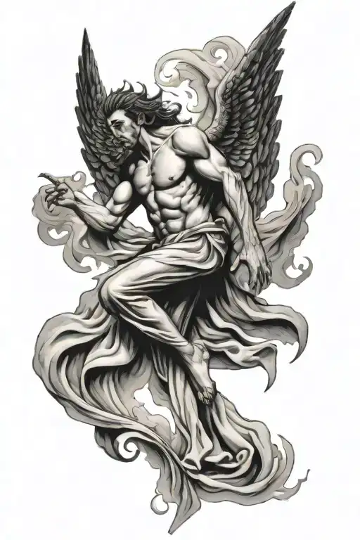 lucifer falling angel tattoo design idea
