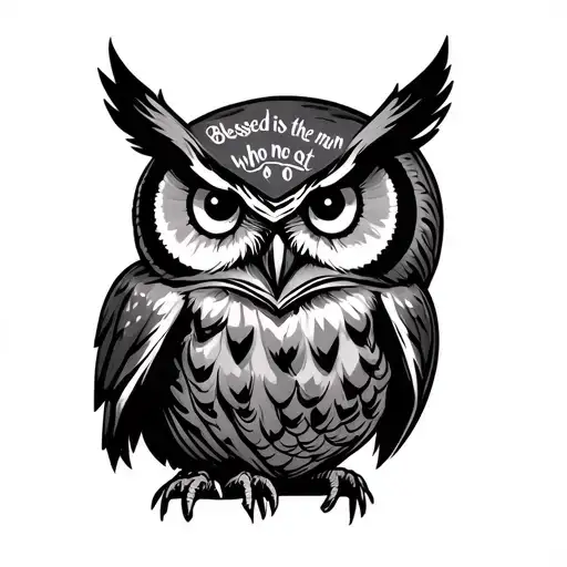 "Blessed is the man who not " owl tattoo design idea