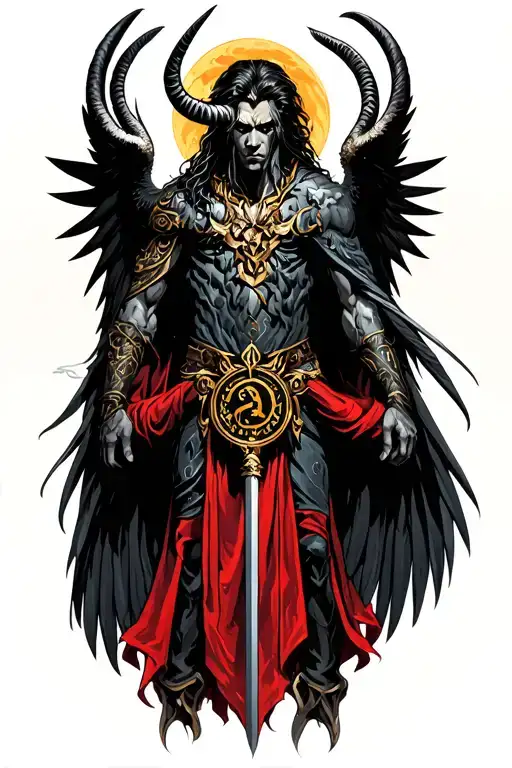 arcangel uriel with capricorn zodiac sign tattoo design idea