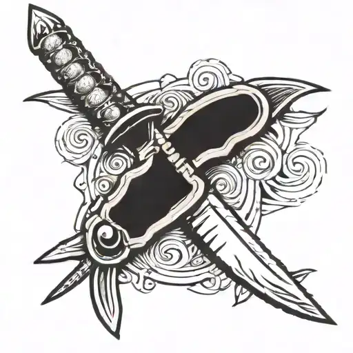 knife in a spine tattoo design idea