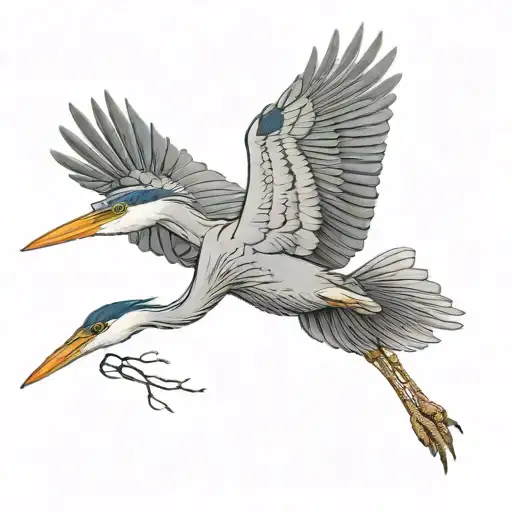 blue heron flying tattoo design idea