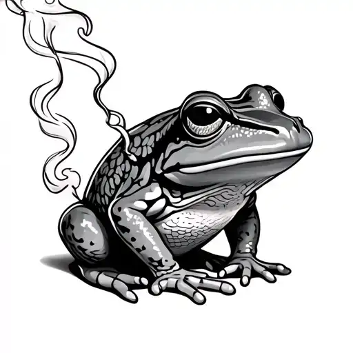 pot smoking frog sitting tattoo design idea