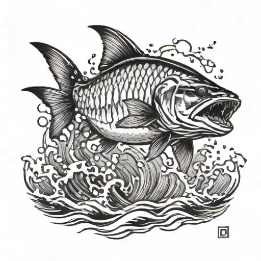tarpon jumping backwards to catch tattoo design idea