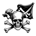 pirate skull and crossbones flag flying tattoo design idea