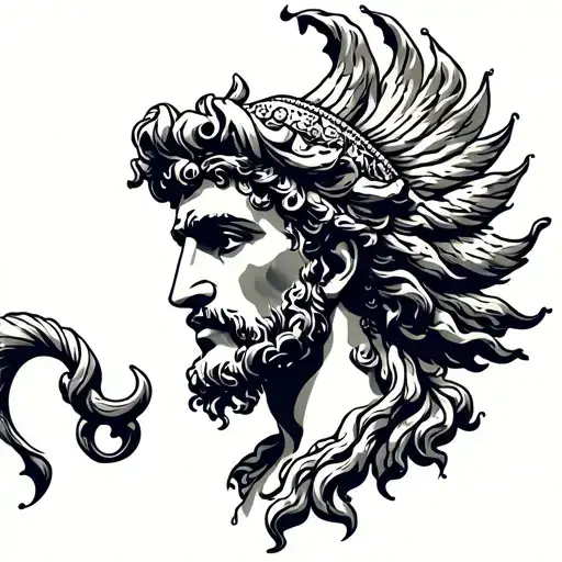 poseidon god tattoo design idea