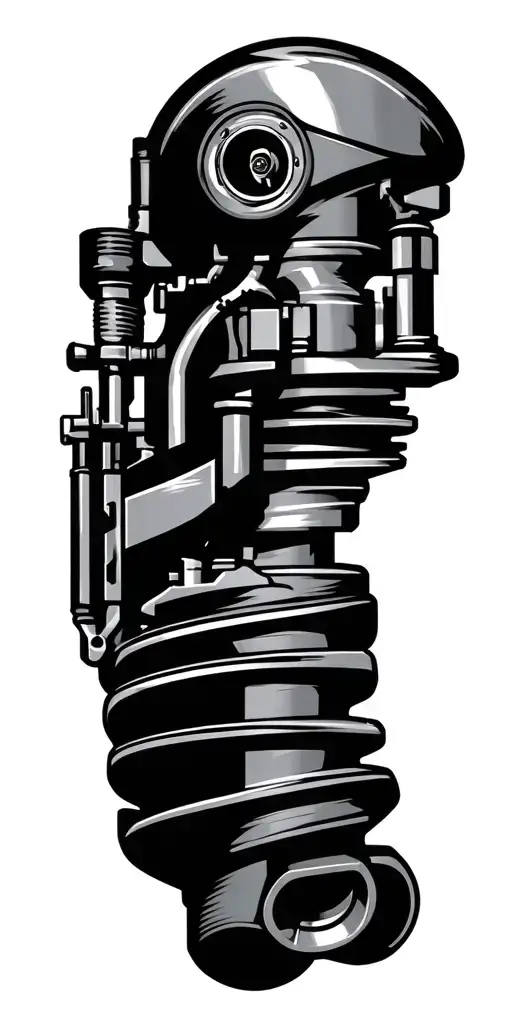 heavy diesel mechanic parts and tools with turbocharger at the shoulder tattoo design idea