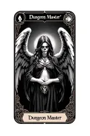 "Dungeon Master " death, Dungeons and dragons, tarot card, female angel of death, wings, d20, nsfw, nudity, boobs, tits, viscerals, organs tattoo design idea
