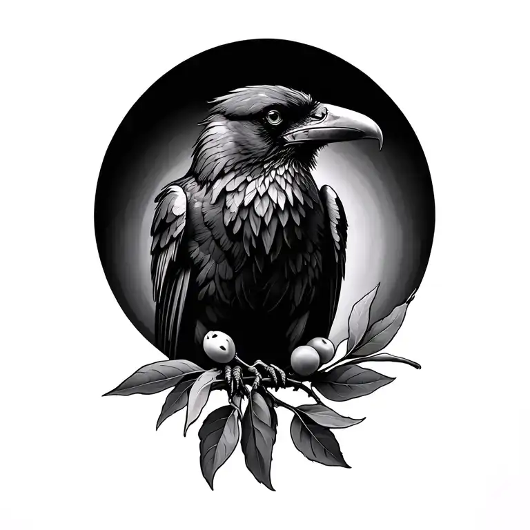 Raven with olive branch DNA SLE BEC tattoo design idea