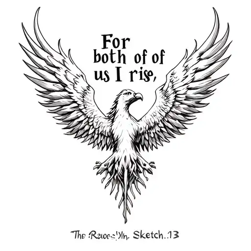 "For both of us, I rise" Phoenix rising tattoo design idea