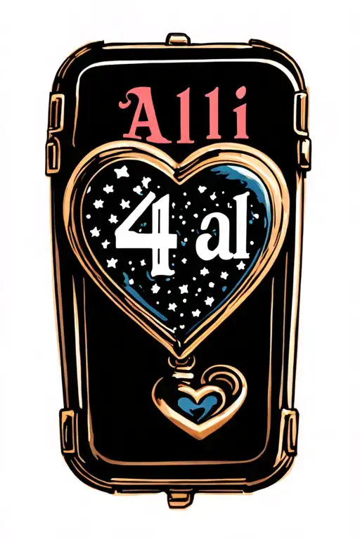 "Ali 4 al" love heart shaped locket tattoo design idea