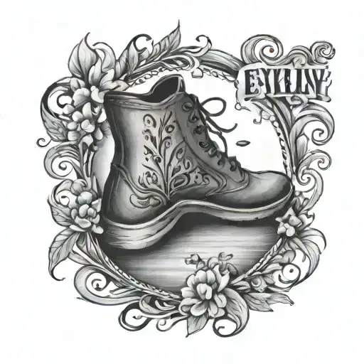 name Evelyn with tiny footprints walking through it tattoo design idea