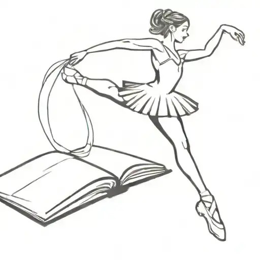 A ballerina coming out of a book open tattoo design idea