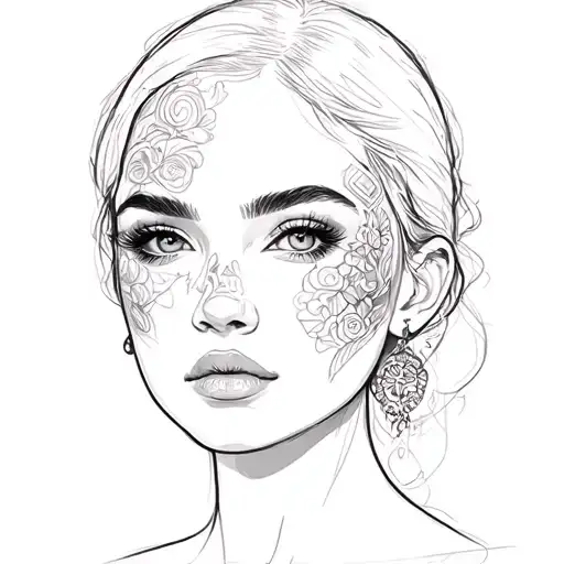 Woman realistic face tattoo design idea