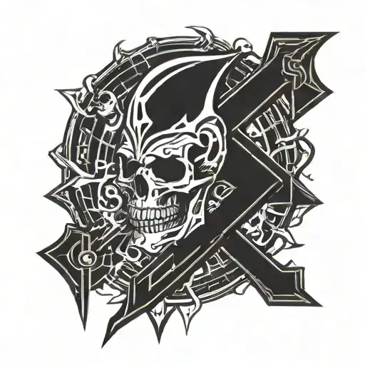 Incorporate heavy metal band logos into a sleeve tattoo design tattoo design idea