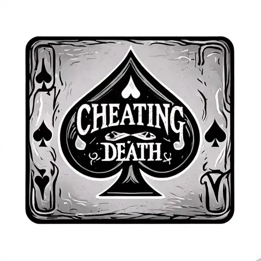 leather tooling with a poker card that says cheating death tattoo design idea