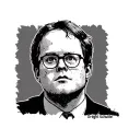 minimalist style Dwight schrute with some trap music reference, less elements and make it a bit funny  tattoo design idea