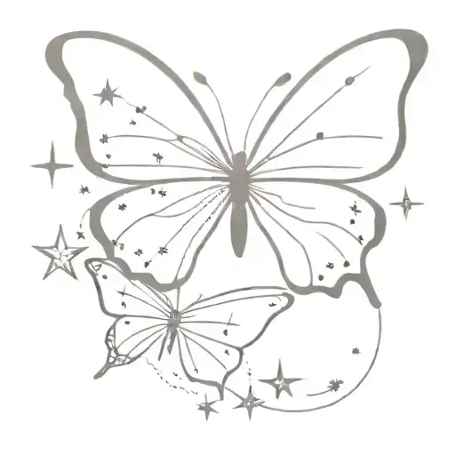 butterfly and southern cross constellation tattoo design idea