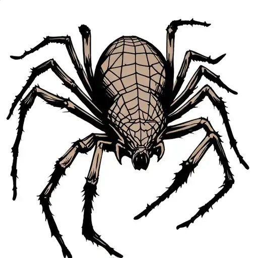 Spider with spider web knee cap facing downward left tattoo design idea