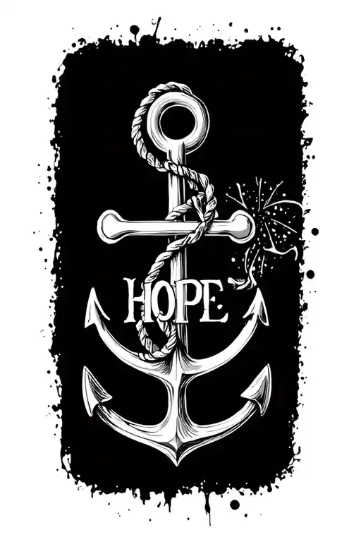 "HOPE" simple anchor cross tattoo design idea