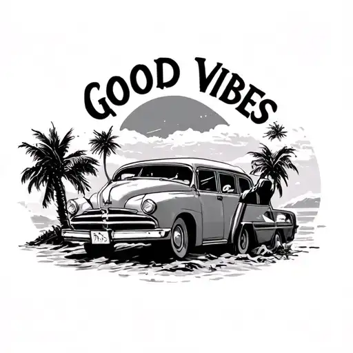 movie, traveling and good vibes tattoo design idea