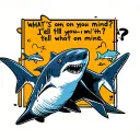 The sentence "what's on you mind? I'll tell you what's on mine", along side colored small sharks with shadows, make them tattoo design idea