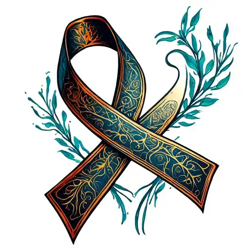 duel Cancer ribbon intertwined representing kidney and melinoma cancer tattoo design idea