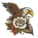 EAGLE ROSE SKULL tattoo design idea